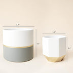 LA Jolie Muse White Ceramic Flower Pot Garden Planters 6.7 Inch Pack 2 Indoor - Image 8