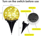 Solar Garden Lights, 2 Pack 60 LED Cracked Glass Solar Globe Lights Outdoor - Image 6