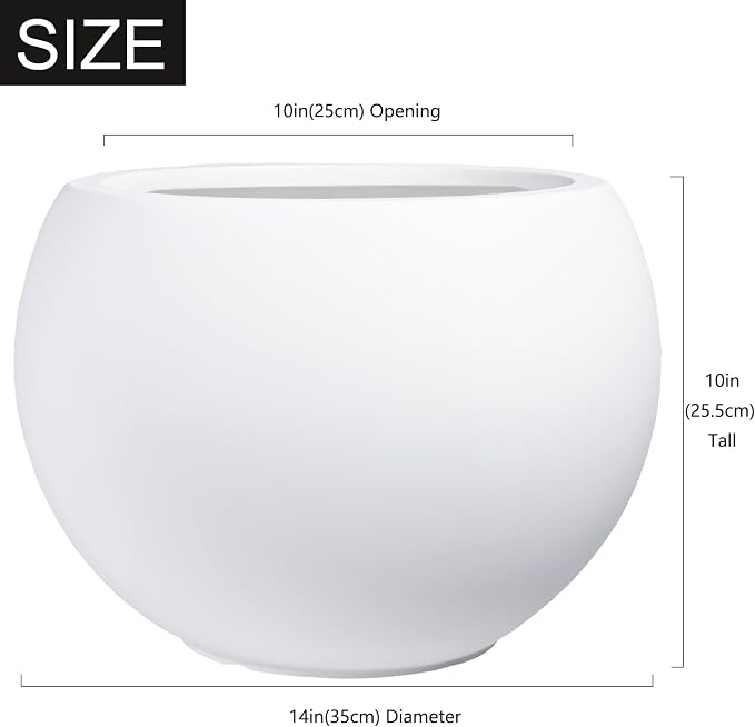 10 H x 14" Dia Round Fiberstone Planter - Image 2