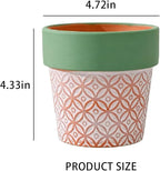 Terracotta Plant Pots Set of 2-4.7 Inch Vintage Pattern Clay Flowerpots - Image 3