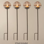 Solar Pathway Lights Outdoor, Rust Iron Ball Candle Holder Stake - Image 7