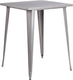 Flash Furniture Nolan Commercial Grade 31.5" Square Silver Metal Indoor-Outdoor by FlashFurniture