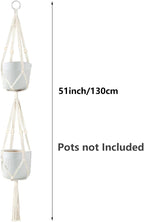 Belit 2 Pack Double Macrame Plant Hangers 2 Tier Hanging Planter Basket - Image 4