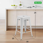 FDW Metal Bar Stools Set of 4 Counter Height Bar Stools 24 Inches Industrial - Image 3