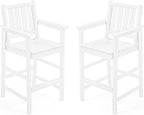Adirondack Bar Chair Set of 2, HDPE Tall Adirondack Chairs Bar Stools by SeeHill