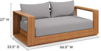 Modway Tahoe Acacia Wood Outdoor Patio Loveseat in Natural Light Gray - Image 2