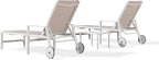 PURPLE LEAF Outdoor Lounge Chairs Set of 2 White Aluminum Chaise Lounge Chaisr - Image 9