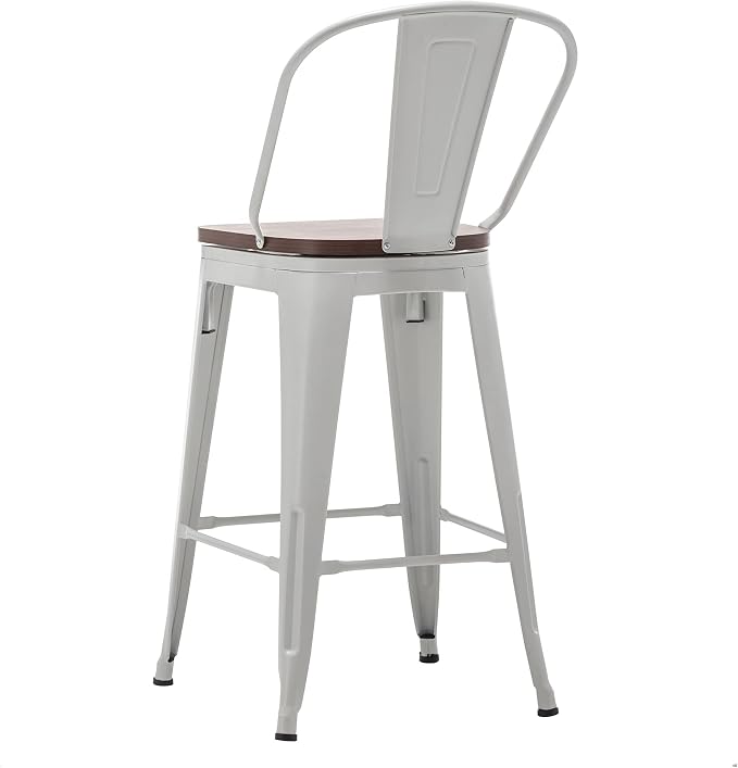 Alunaune 26" Swivel Metal Bar Stools Set of 4 High Back Counter Height - Image 10