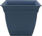 The HC Companies Eclipse Square Plastic Planter w/ Attached Saucer by TheHCCompanies