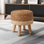 YMYNY Foot Stool Natural Seagrass Hand Weave, 12.6" Small Ottoman, Round - Image 5