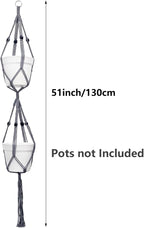 Belit 2 Pack Double Macrame Plant Hangers 2 Tier Hanging Planter Basket - Image 4