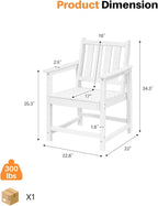 Patio Dining Chair Set of 2, HDPE Outdoor Dining Chair, Ergonomic HDPE Dining - Image 3