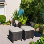 Tangkula 2 Pieces Outdoor Patio Ottoman, All Weather Rattan Wicker Ottoman Seat - Image 6