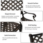 40.5" Outdoor Garden Bench, Patio Furniture Cast Aluminum Bench - Image 7