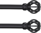 Black Curtain Rods for Windows 28 to 48 Inch, 2 Pack 5/8" Diameter Heavy Duty by Poskena