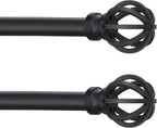 Curtain Rods for Windows 48 to 84, 2 Pack 5/8 Inch Black Heavy Duty Metal by Poskena