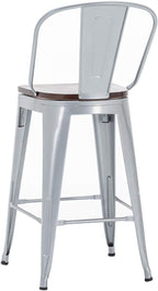 Alunaune 26" Swivel Metal Bar Stools Set of 4 High Back Counter Height - Image 10