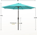 MEWAY 9ft Patio Umbrella Outdoor Table Umbrellas - Image 7