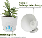 Plant Pots 8 Inch Set of 6, Flower Pots - Image 3