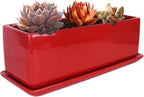 Vencer 12 Inch Rectangular Modern Minimalist Ceramic Succulent Planter Pot by Vencer