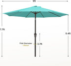 MEWAY 9ft Patio Umbrella Outdoor Table Umbrellas - Image 7