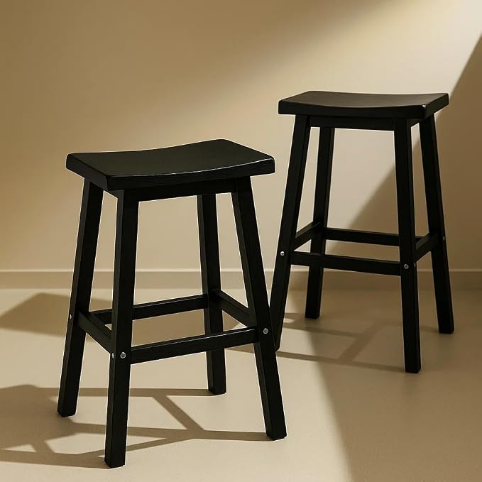 Bar Stools 29'' Outdoor Set of 2, Waterproof Modern Durable Resin Saddle Seat - Image 6