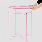 Garden 4 you End Table 2 PCS Metal Side Table Pink Round Folding Tray Cyan Sofa - Image 6