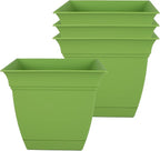 The HC Companies 6 Inch Eclipse Square Planter Pots w/Drainage Holes & Attached by TheHCCompanies
