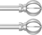 Silver Curtain Rods for Windows 28 to 48 Inch, 2 Pack 5/8" Diameter Heavy Duty by Poskena