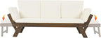 Merax Patio Sofa, Outdoor Adjustable Wooden Daybed, Chaise Lounge - Image 7