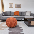 FRELISH DECOR Round Pouf Ottoman Hand Knitted 100% Cotton Pouf Foot Stool - Image 2