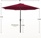 MEWAY 9ft Patio Umbrella Outdoor Table Umbrellas - Image 7