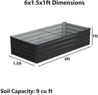 6x1.5x1ft Galvanized Raised Garden Bed, Outdoor Planter Box Metal Patio Kit - Image 2