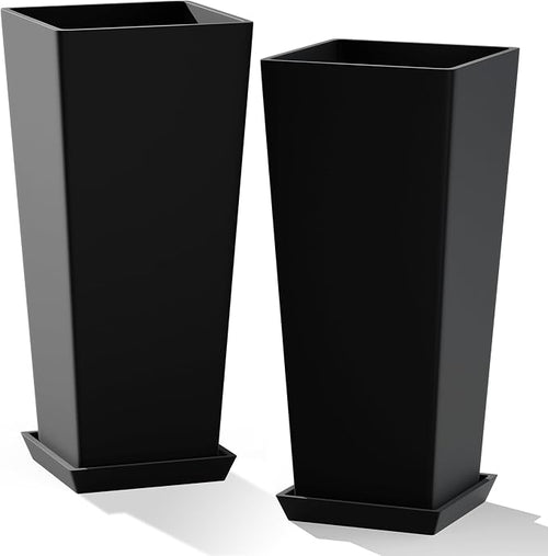 24" Set of 2 Tall Black Planters by PolarcoForgeco