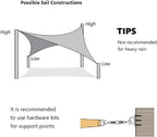 AsterOutdoor Sun Shade Sail Rectangle 12' x 12' UV Block Canopy - Image 7