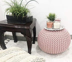 FRELISH DECOR Round Pouf Ottoman Hand Knitted 100% Cotton Pouf Foot Stool - Image 2