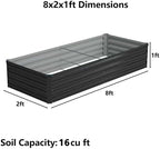 8x2x1ft Galvanized Raised Garden Bed, Outdoor Planter Box Metal Patio Kit - Image 2