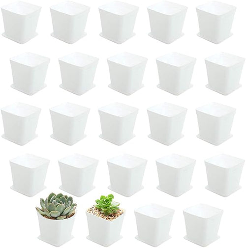 24 Pack 3 Inch White Square Plastic Plant Pots by OJYUDD