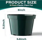 BTPLASTIK 8 Inch Plastic Plant Pots, 15 Pack Sturdy Nursery Pots - Image 2