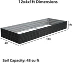 12x4x1ft Galvanized Raised Garden Bed, Outdoor Planter Box Metal Patio Kit - Image 2