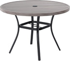 VICLLAX Round Patio Table with Adjustable Umbrella Hole, All Weather Outdoor by HOME