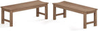 Outdoor Bench Set of 2, 2-Person Patio Backless Benches, HIPS Weatherproof by LAHAAP