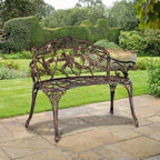 38.5" Outdoor Garden Bench, Patio Furniture Cast Aluminum Outdoor Bench - Image 6