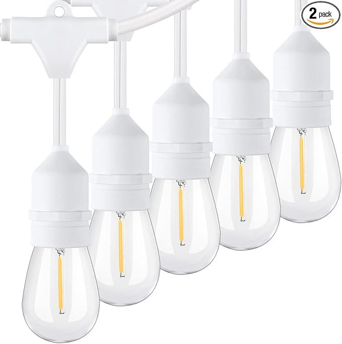 96FT Outdoor String Lights, Commercial Grade Heavy Duty White Wire Patio Light by Lakumu