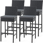 ECOTOUGE Wicker Bar Stools Set of 4, Outdoor Rattan Barstools Counter Height by ECOTOUGE