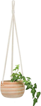 Mkono Ceramic Hanging Planter Macrame Plant Holder 5 Inch Cute Succulent Cactus - Image 2