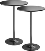Furmax Bistro Pub Table 2 Pack Round Bar Height Cocktail Table Metal Base MDF by Furmax