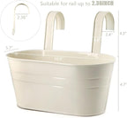 Meltset 3 Pack Metal Iron Hanging Flower Pot, Oval Railing Fence Garden Balcony - Image 2
