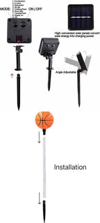 Solar Lights Outdoor, Basketball Theme LED Stake Light - Image 4