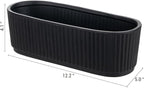 MyGift 12 Inch Ceramic Succulent Planter, Oval Matte Black Planter Pot - Image 5